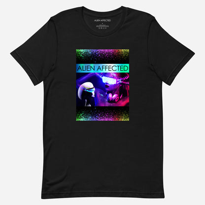 mens black T-shirt with DJ alien